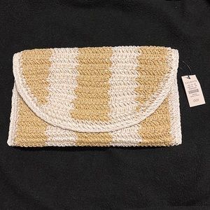 NEW Talbots Stripe Straw Clutch - Natural Stripe